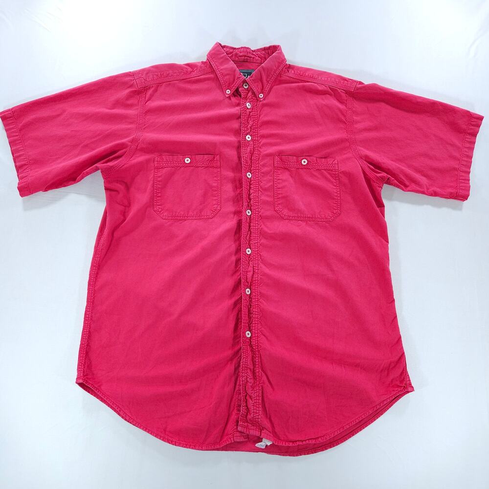 Vintage Woolrich 1830 Short Sleeve Button Down Shirt Mens L Red Cotton USA